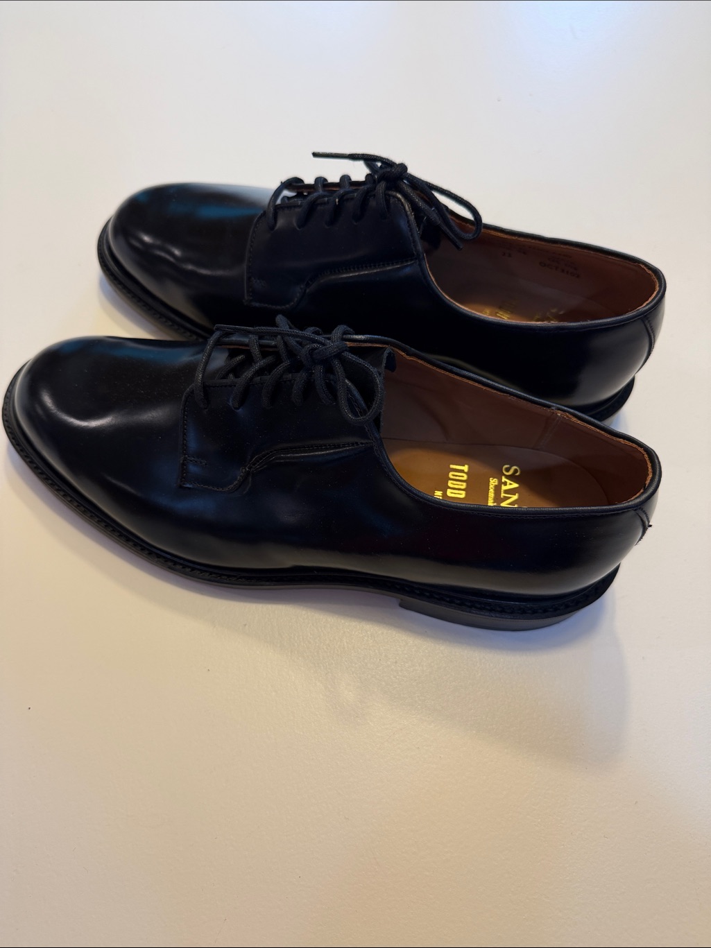 Todd Snyder X Sanders Black Leather Derby Dress Shoes Sz 10.5. Bag6
